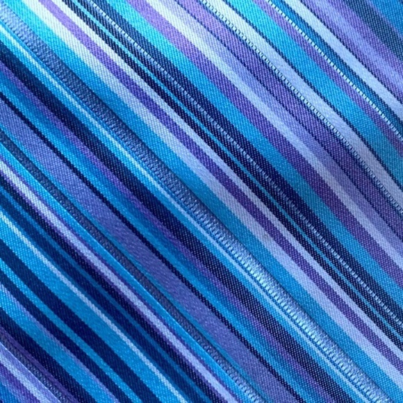 ISAIA “Seven Fold” Blue & Lavendar Striped Silk Tie - Picture 5 of 6